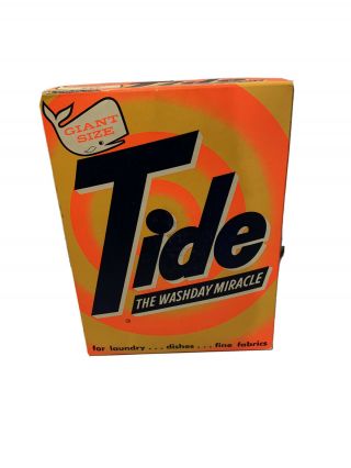 Vintage Giant Size Box Of Tide Detergent 3 Lb 1 1/4 Oz Cartoon Design Rare