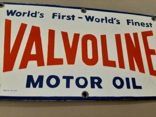 Valvoline Motor Oil Porcelain Metal Sign Gas Station Farm Lube Grease