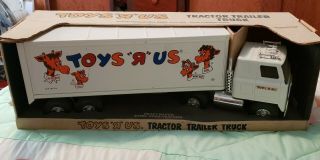 1987 Vintage Ertl Toys R Us Tractor Trailer Pressed Steel Toy Truck