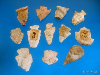 Group Of Fine Authentic Colorful Missouri Points - Arrowheads Artifacts