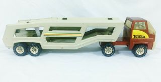 Vintage 1970s Tonka Truck Semi Trailer Car Carrier 27 1/2 " Pressed Steel Metal