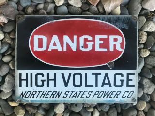 Vintage Danger High Voltage,  Northern States Power,  Porcelain Sign