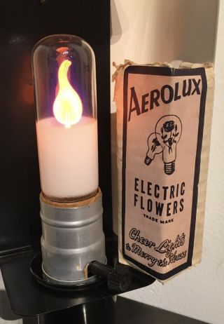 Vintage Aerolux Flame Light Bulb With Packaging Electric Flowers