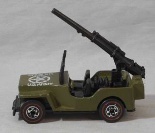 Vintage 1975 Mattel Hot Wheels Redline Flying Colors Gun Slinger Army Jeep