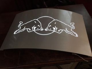 Red Bull Energy Drink Metal Led Convex Light Sign Made In Austria 20x12x2.  75”