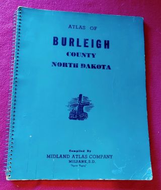 Vintage 1967 Burleigh County North Dakota Atlas Midland Company Milbank Sd
