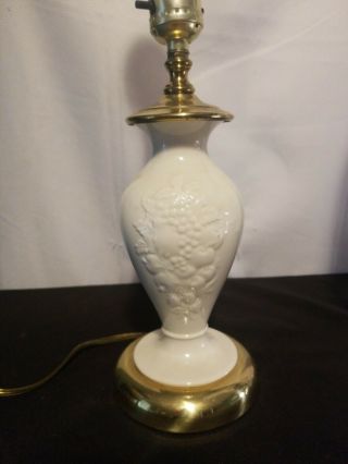Lenox White Porcelain Table Lamp With Fruit Design 12 " To Top Of Socket