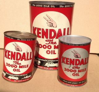 Large 5 Qt.  Kendall Oil Can 1950 