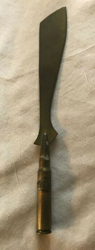 Ww1 Trench Art Bullet Shell Letter Opener Sabre Design W British Royal Crown
