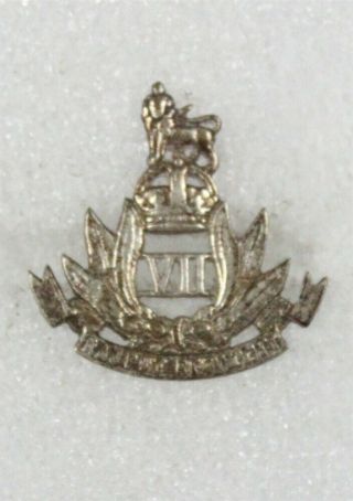 British India Army Badge: 7th Rajput Regiment (small White Metal)