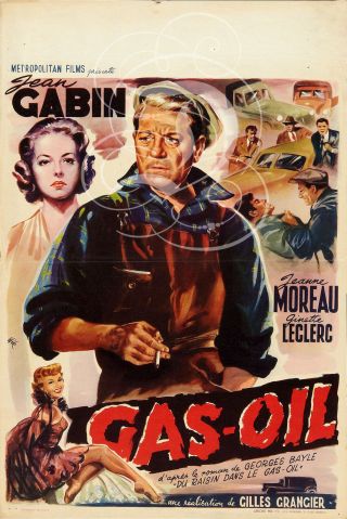 Plaque Alu Deco Affiche Cinema Jean Gabin Jeanne Moreau Ginette Leclerc Gas Oil