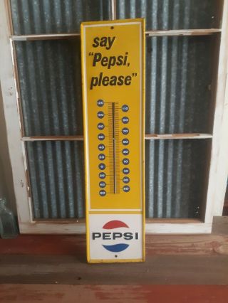 Vintage " Say Pepsi Please " Thermometer No Tube