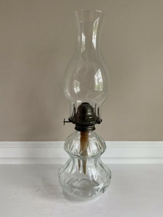 Vintage Lamplight Farms Clear Glass Oil Lamp With Kaadan Burner