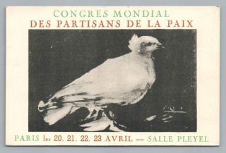 Congres Mondial Des Partisans De La Paix Picasso Peace Movement Paris Art 1949