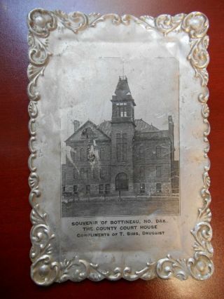 Vintage Early 1900s Bottineau North Dakota County Court House Metal Tray Nd Sims