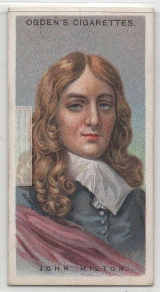 John Milton English Poet Paradise Lost 90,  Y/o Trade Ad Card