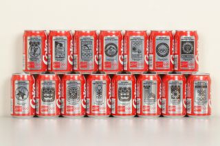 1992 Coca Cola 15 Cans Set From Switzerland,  Olympic Winter Games
