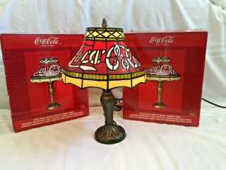 2 Coca Cola Stained Glass Style Accent Lamps (m6)
