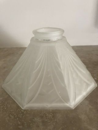 Vintage Frosted Lamp Sconce Chimney Shade Art Deco Octagon