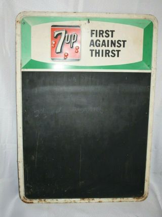 7 Up Metal First Against Thirst Away Chalkboard Advertising Vintage