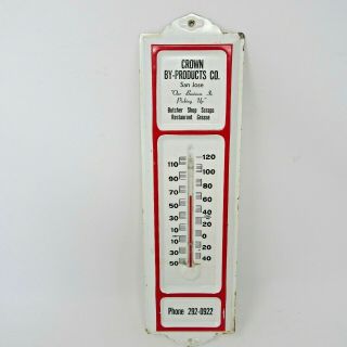 Vintage Metal Advertising Wall Thermometer San Jose Ca Crown By - Products Enamel