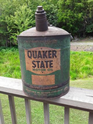 5 Gallon Quaker State Motor Oil Can.  Not Oilzum Opaline Or Cities Service