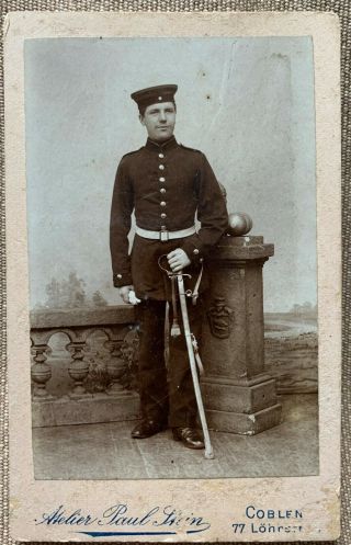 Wwi German Cdv,  Prussia Mounted Artillery Soldier In Dress Uniform,  Koblenz