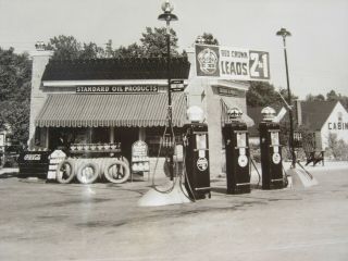Rppc Real Photo Postcard Post Card Gas Station Pumps Coke Sign Standard Oil