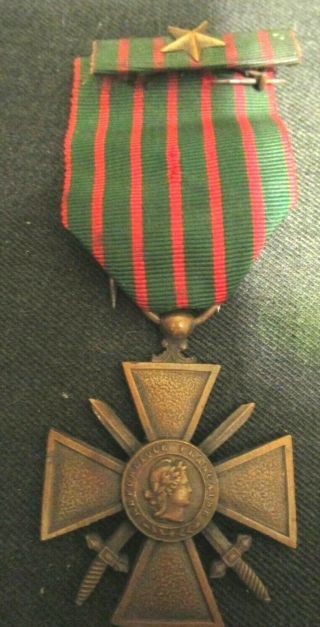 Wwi French Croix De Guerre (war Cross) Us Army Medal Pin 1914 - 1917