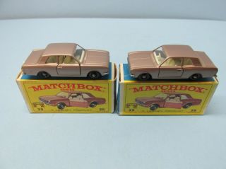 Matchbox Reg Wheels Two 25d Ford Cortinas Tan / Bpw