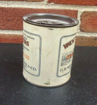 Vintage Wentworth ' s Triangle Brand One Pint Oyster Tin Baltimore MD - MD - 45 2