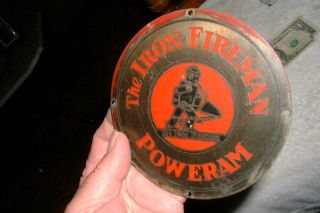 Vintage Brass Sign From The 1920s - 30 The Iron Fireman Poweram