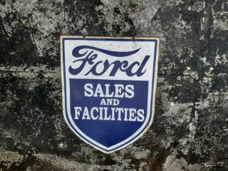 Porcelain Ford Sales And Facilities Enamel Sign Size 24 " X 18 " Inches 2 Sided