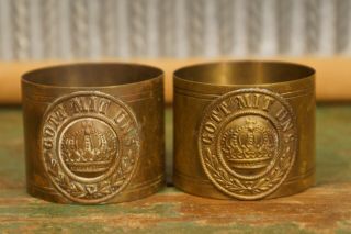 Wwi Brass Gott Mit Uns Trench Art Napkin Ring Set Of 2