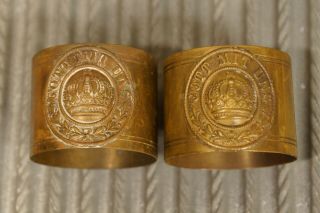 WWI Brass Gott Mit Uns Trench Art Napkin Ring Set of 2 2