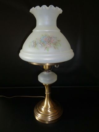 Vintage Frosted Hand Painted 3 Way Light Lamp 21 " Tall