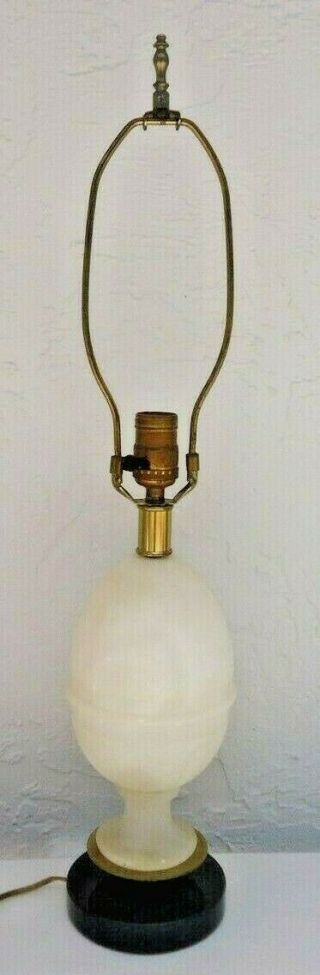 Vintage Italian Carved Alabaster Marble Urn Table Lamp With 3 - Way Light