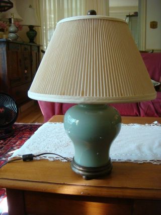 Vintage Frederick Cooper Celadon Table Lamp W/ Shade