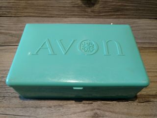 Vintage Avon Turquoise Blue Plastic Samples Case Box 40 Miniature Lipsticks
