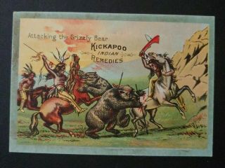 Trade Card Kickapoo Indian Remedies - " Attacking The Grizzly Bears " Man Vs Beast