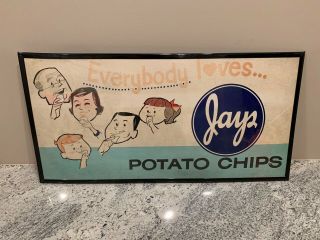 Vintage C.  1960’s Jays Potato Chips Cardboard Advertising Store Sign