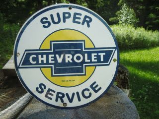 Old Vintage Chevrolet Service Porcelain Enamel Advertising Sign Chevy