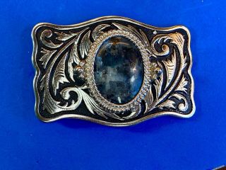 Real Or Faux Mixed Color Stone Centerpiece Western Belt Buckle