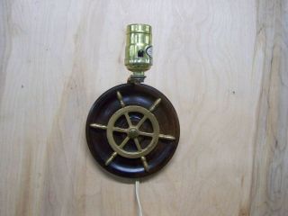 Vintage Nautical Ship Wheel Wall Sconce Light Lamp Made In Brazil