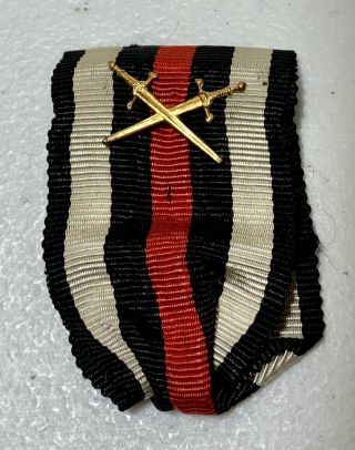 Ww1 German Combatant Cross Of Honor 1914 - 1918 Ribbon Only W/sword Cross Pin