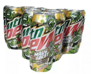 (12) Limited Edition Mountain Dew Maui Burst Full 16 Oz Cans Pineapple