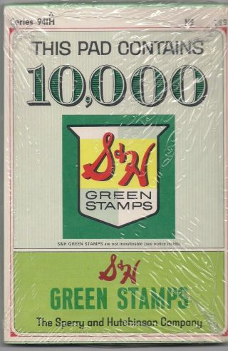 S & H Sperry Hutchinson 10,  000 Green Stamps In Unsealed Mega Package,  Bonus