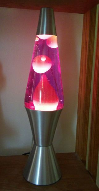 Lava Lamp 16.  3 - Inch Silver Base Lamp With Yellow Wax In Purple Liquid - Awesome