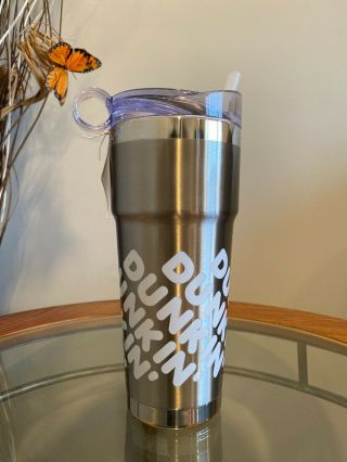 Dunkin Donuts 24oz Tumbler Cup Travel Mug Insulated White Letters Rare