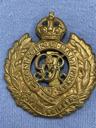 Ww1 Royal Engineers Brass Cap Badge World War I - British Army